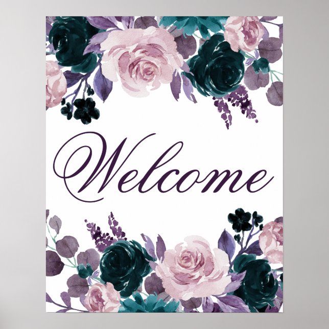 Affiche Moody Boho | Eggplant mauve Quinceanera Florale (Devant)