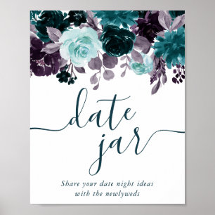 Affiche Moody Boho   Turquoise et aubergine date violet Ja