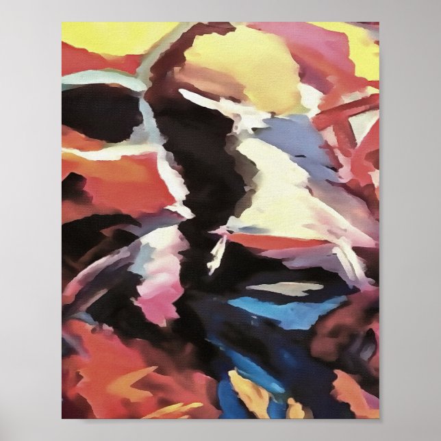 Affiche Moody Cow Peinture Abstraite multicolore (Devant)