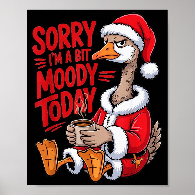 Affiche Moody Goose Christmas Santa Suit Coffee Humor Art  (Devant)