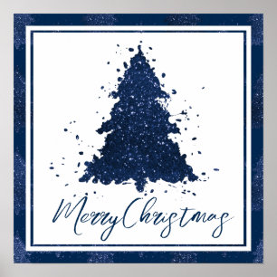 Affiche Moody Joyeux Noël   Classy Dark Navy Blue Tree