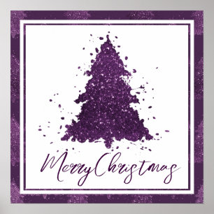 Affiche Moody Merry Christmas   Dark Plum Purple Tree