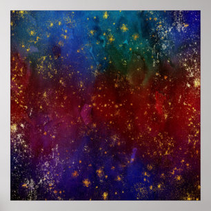 Affiche Moody Ombre   Psychedélique Grunge Gold Stardust