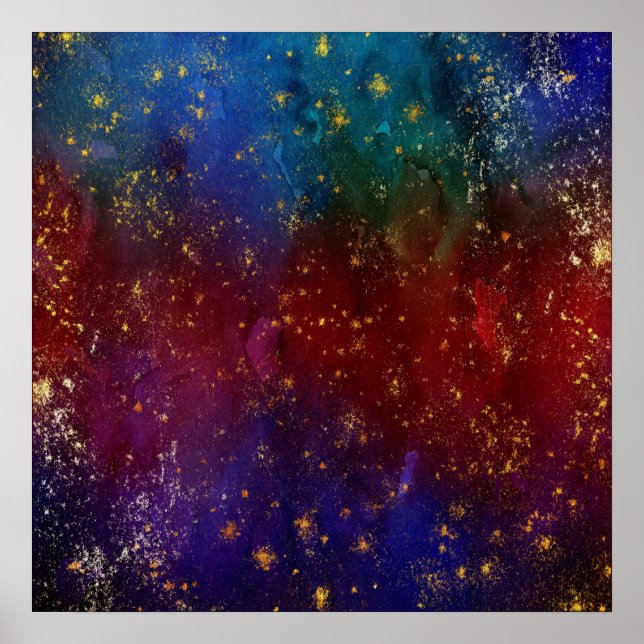 Affiche Moody Ombre | Psychedélique Grunge Gold Stardust (Devant)