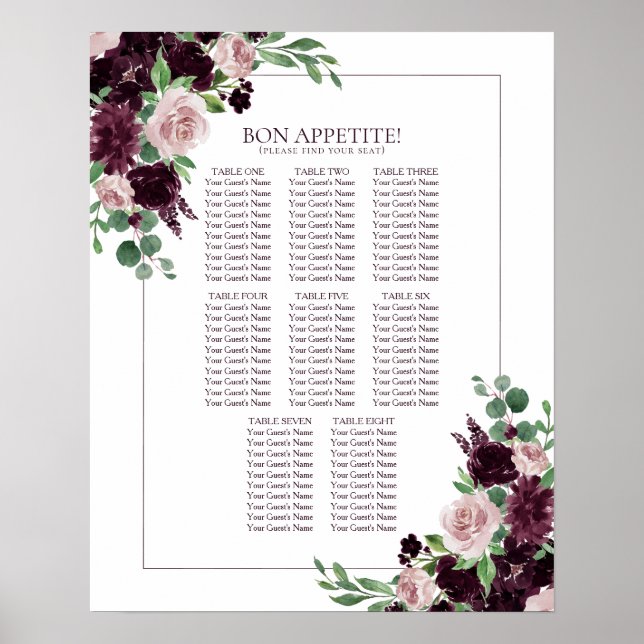 Affiche Moody Passion | Graphique de sièges à cadre floral (Devant)