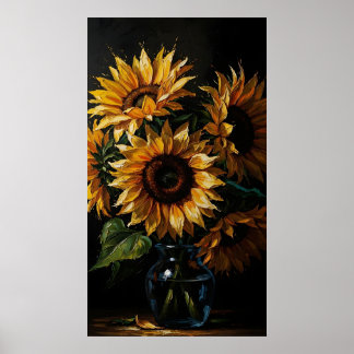 Affiche Moody Sunflower Art - Floral