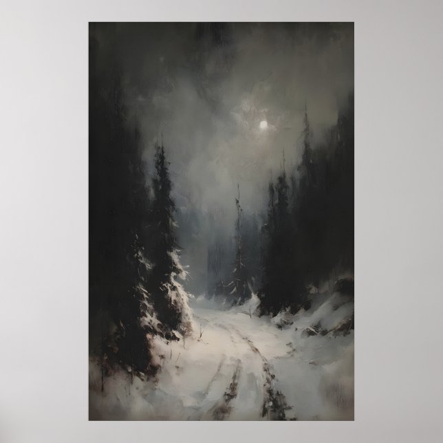 Affiche Moody Winter Landscape Printable Snowy Forest Path (Devant)