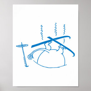 Affiche Moomintroll bleu de ski coincé dans la neige Jeux
