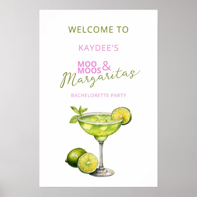 Affiche MooMoos & Margaritas Bachelorette Welcome Sign (Devant)