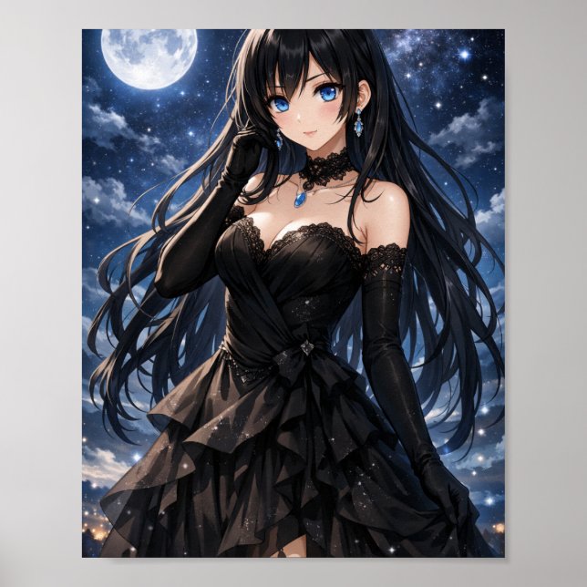 Affiche Moon anime queen in black dress (Devant)