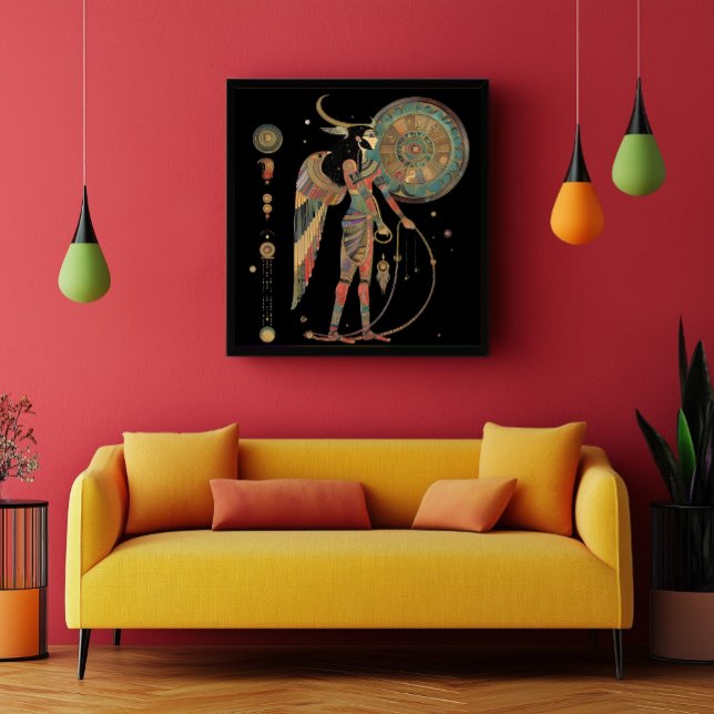 Affiche Moon égyptien Dieu Khonsu Dark Rainbow sur noir (Créateur téléchargé)