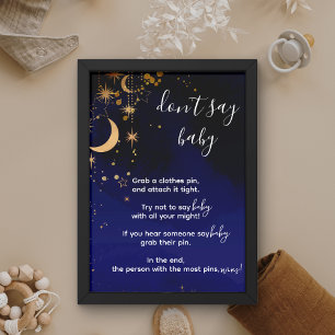 Affiche Moon et étoiles thème shhhh ne dit pas bébé