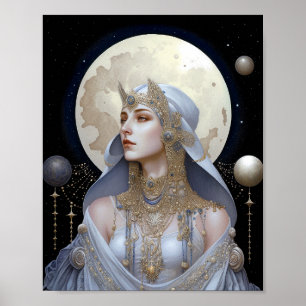 Affiche Moon Goddess Queen Imaginaire Art