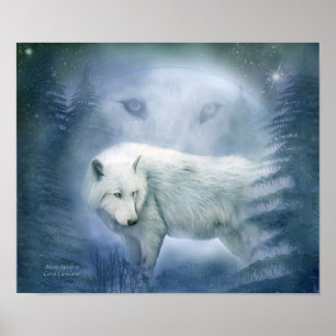 Affiche Moon Spirit 2 - White Wolf Fine Art Poster/Imprime