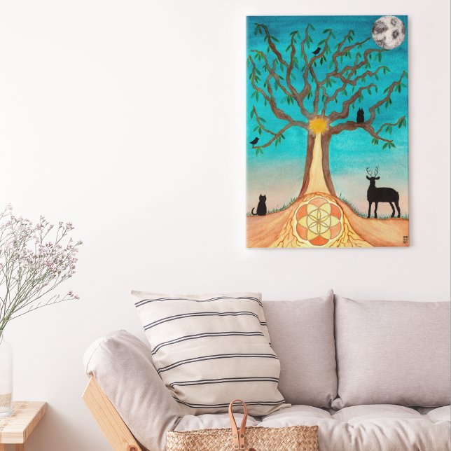 Affiche Moon Watercolor Tree Of Life Art (Créateur téléchargé)