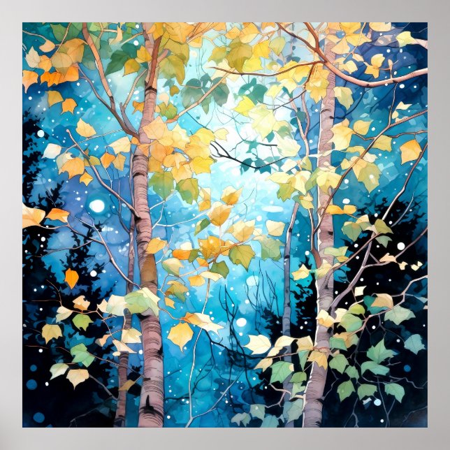 Affiche Moonlit Autumn Forest Art (Devant)