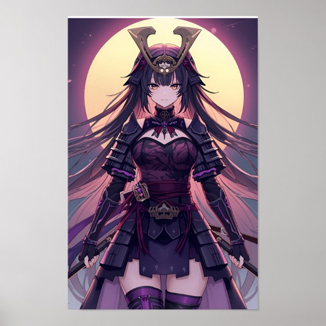 Affiche Moonlit Samurai Shadow — Elegant Anime Warrior Gir (Devant)