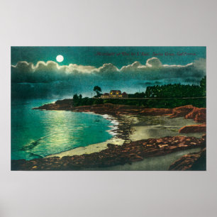 Affiche Moonlit view of the Vue de l'EauSanta Cruz, CA