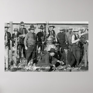 Affiche MOONSHINERS BUSTED by TEXAS RANGERS c. 1919