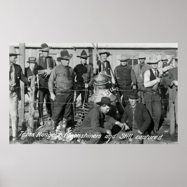 Affiche MOONSHINERS BUSTED by TEXAS RANGERS c. 1919 (Devant)