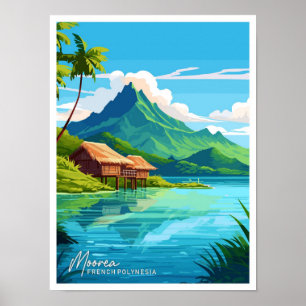 Affiche Moorea Polynésie Française Illustration de voyage