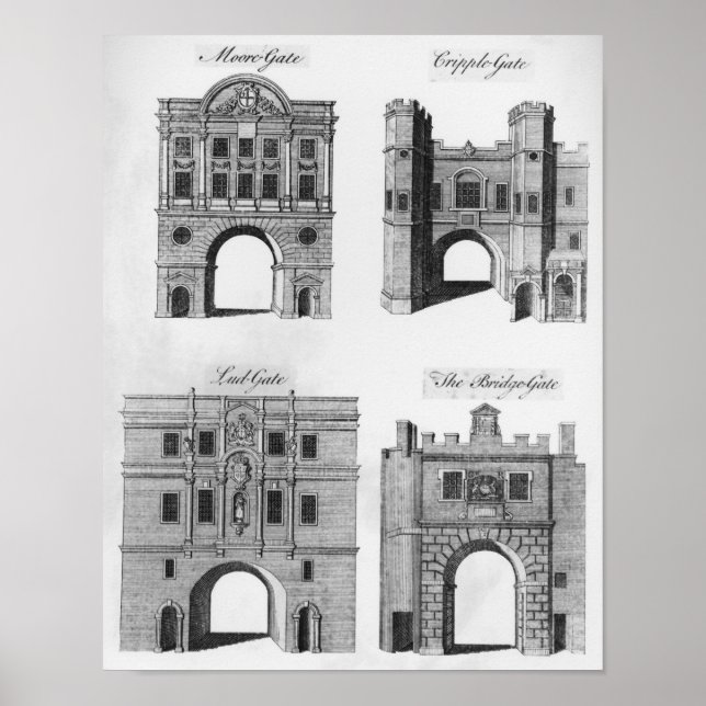 Affiche Moorgate, Cripplegate, Ludgate Bridgegate (Devant)
