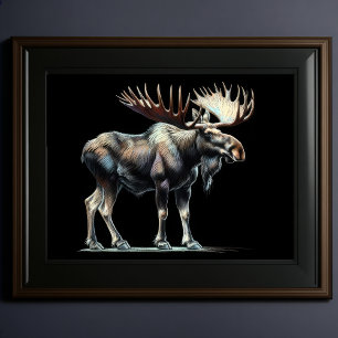 Affiche Moose à dessin dur Pastel