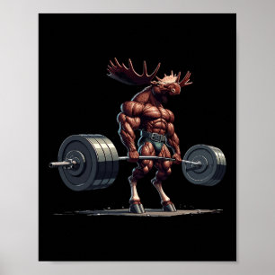 Affiche Moose DeadLevant Gymnase Humour Poids Fitness