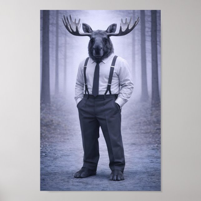 Affiche Moose in Classic Suspenders – Silent Forest Portra (Devant)