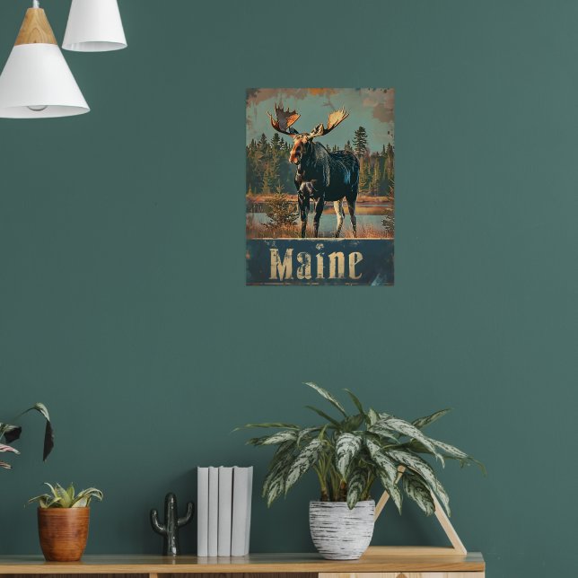 Affiche Moose Maine Vintage (Salon 1)