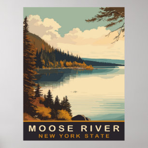 Affiche Moose River, NY, Vintage voyage