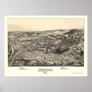 Affiche Moosic, carte panoramique de PA - 1892