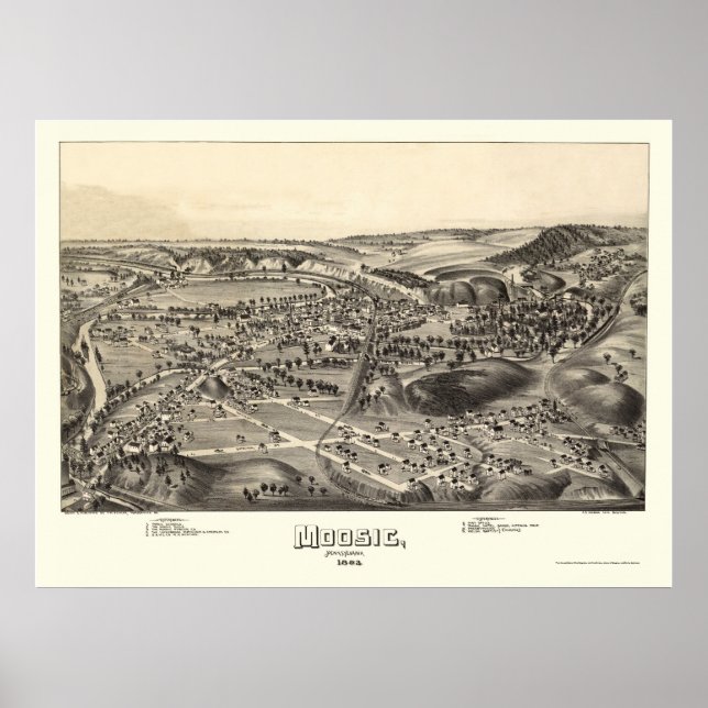 Affiche Moosic, PA Carte panoramique - 1892 (Devant)