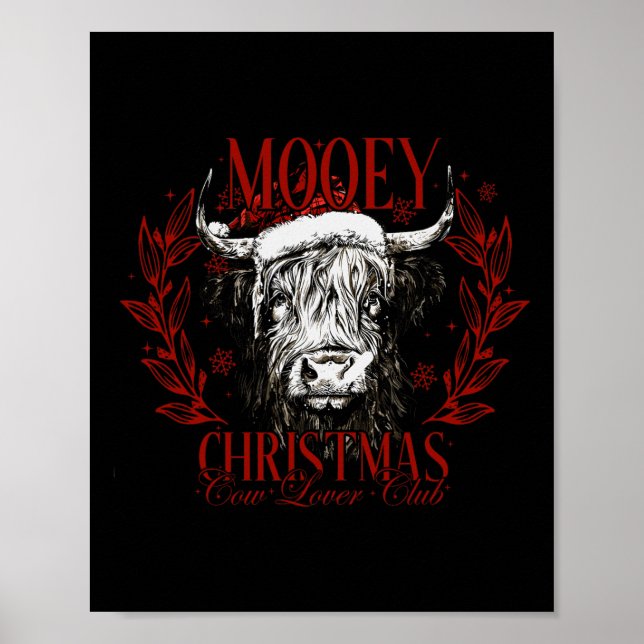 Affiche Mooy Christmas Cow Lover Club Western Père Noël Co (Devant)