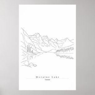 Affiche Moraine Lake Canada Art de ligne minimaliste de vo