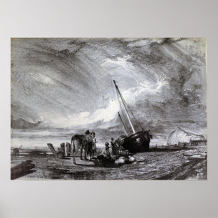 Affiche Moran - Bateau de pêche en mer 1864