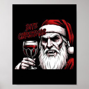 Affiche Mordre Noël Père Noël Vamre Santa Claus Vintage Ba