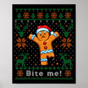 Affiche Mords Moi Bonhomme en Pain d'Épice - Sweat de Noël