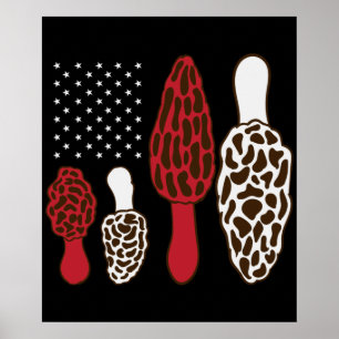 Affiche Morel Chasseur de champignons Champignons USA 4 ju
