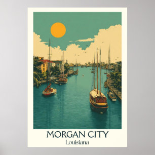 Affiche Morgan City Louisiana Vintage Harbour Sunset Art