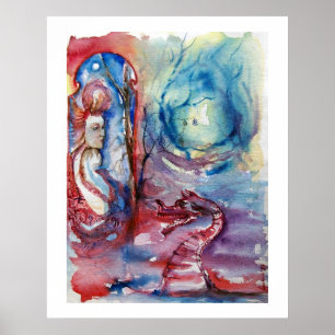 Affiche MORGANA / Magie et Mystère ,Fantaisie Rose Bleu