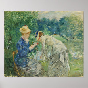 Affiche Morisot - Femme cueillant des fleurs 1879
