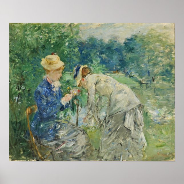Affiche Morisot - Femme cueillant des fleurs 1879 (Devant)