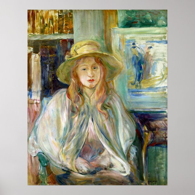 Affiche Morisot - Fille au chapeau de paille 1892 (Devant)