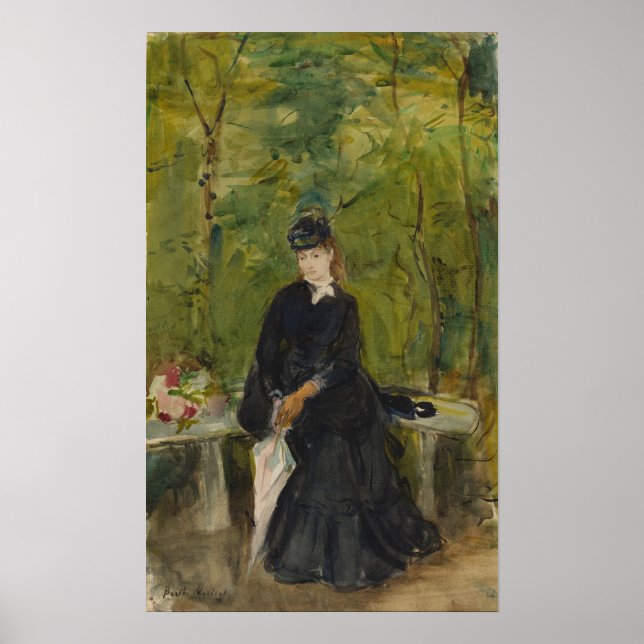 Affiche Morisot - Jeune Dame Assis Sur Un Banc 1864 (Devant)