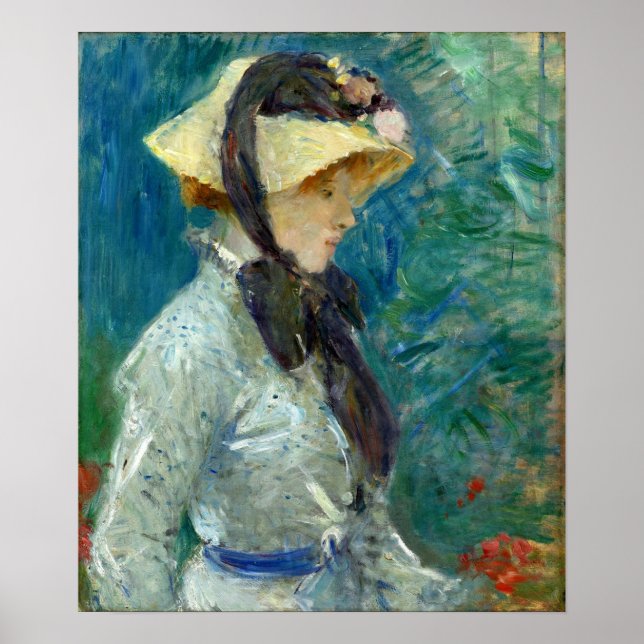 Affiche Morisot - Jeune Femme Avec Un Casquette De Paille (Devant)