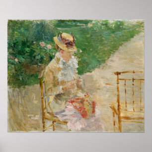 Affiche Morisot - Jeune Femme Cousant Dans Le Jardin 1883