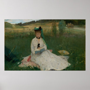 Affiche Morisot - Lecture Avec Parapluie Vert 1873