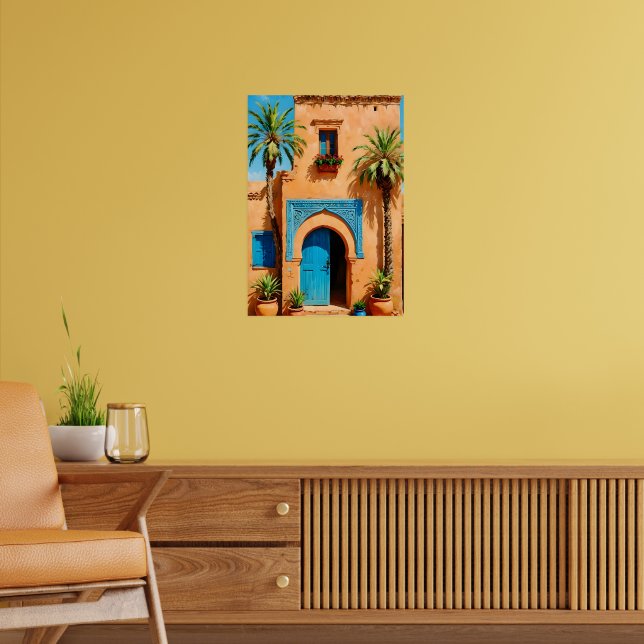 Affiche Moroccan Blue Door Terracotta Kasbah Wall Art (Salon 2)