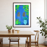 Affiche Morocco Garden Blue Walls Plants Art<br><div class="desc">Check out this sweet wall art,  hand made by me for you! Feel free to add your own text or change the colors. Visit my shop for more!</div>
